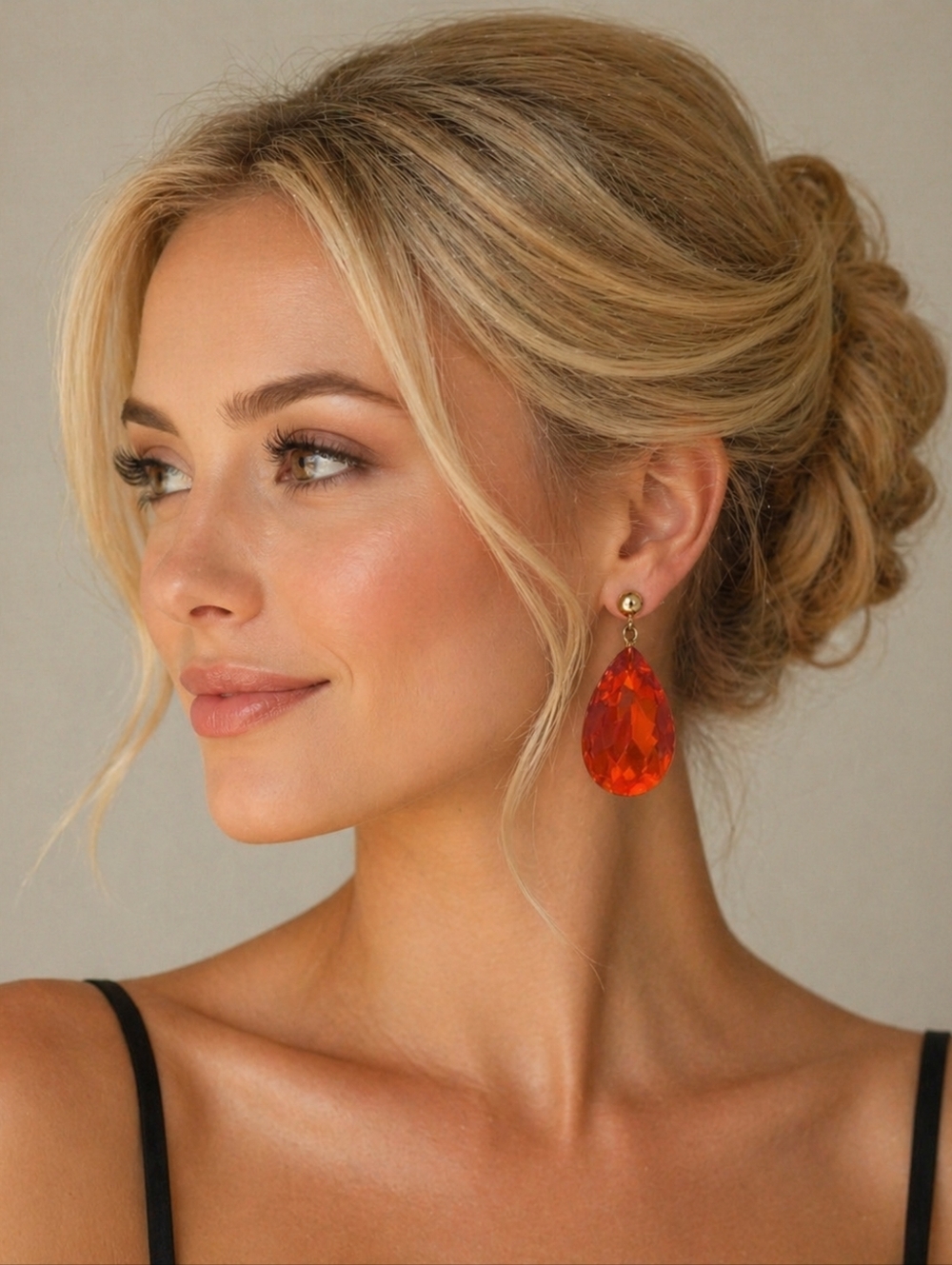 Vintage Large Crystal Hanging Earrings Made w/Orange Austrian Swarovski Crystals